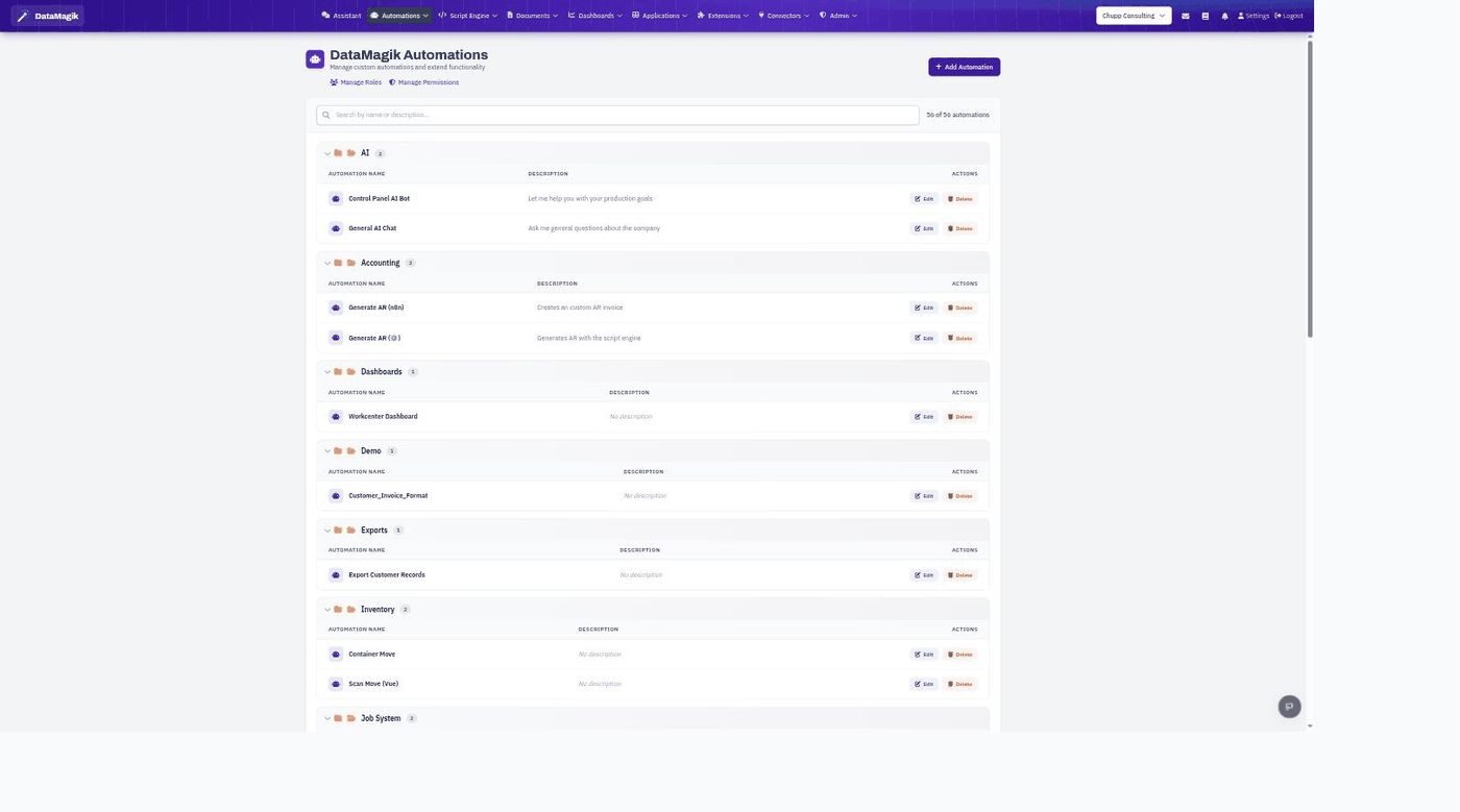 The Automations manager