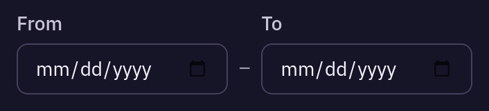 DmDateRange — default, dark theme