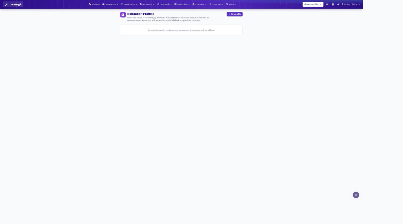 The Extraction Profiles page