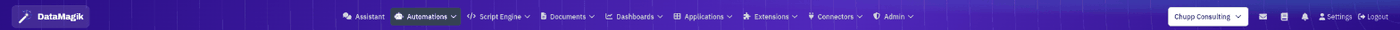 The DataMagik top navigation bar