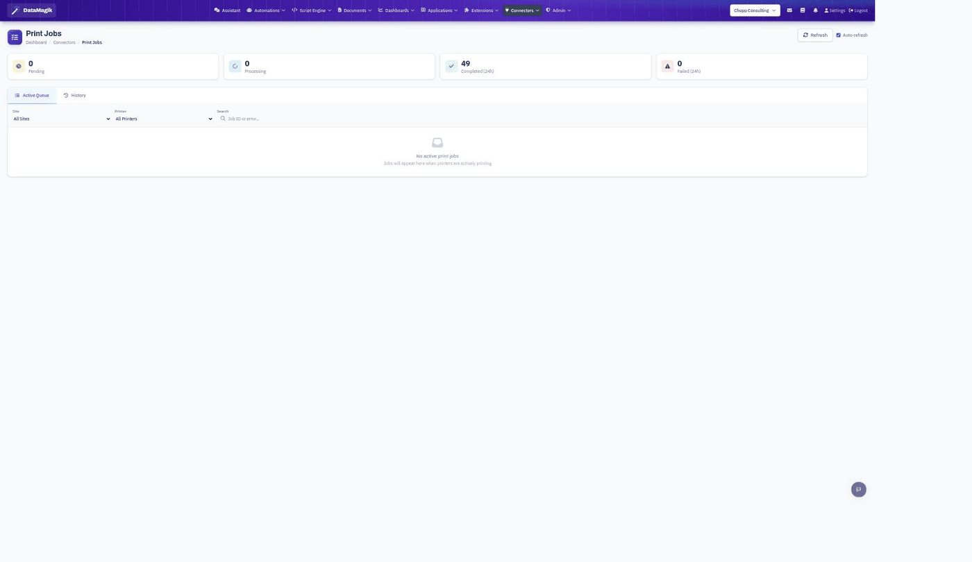 The Print Jobs monitoring page